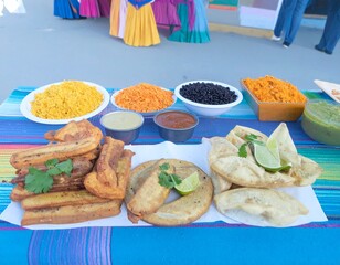 Colorful array of Latin American food