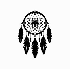 Fototapeta premium Dream Catcher Silhouette – Bohemian Tribal Ornament