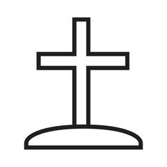 Black outlined cross gravestone
