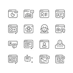 Bundle of 12 hand-drawn dashboard and user interface icons for web and app design silhouette vector illustration white background