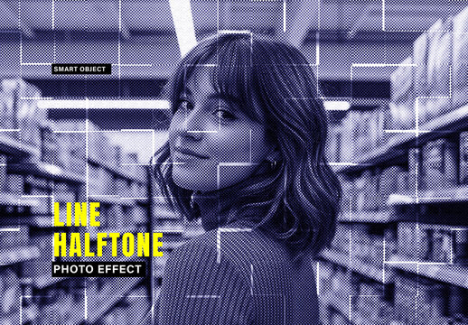 Line Halftone photo Effect