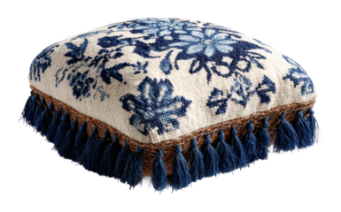 Decorative floor cushion home interior textile cozy atmosphere isolated on transparent background