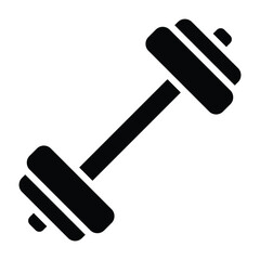 Solid black silhouette of a dumbbell. Perfect for fitness, gym, strength training, or workout design projects.