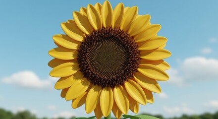Naklejka premium Single sunflower against blue sky