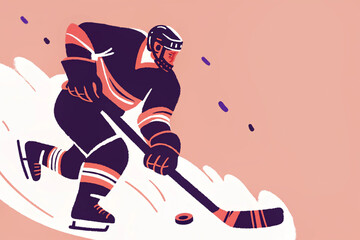ice hockey player with stick striking puck, dynamic winter sports action
