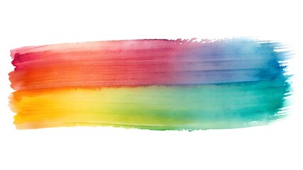 Obraz premium Vibrant rainbow watercolor brush stroke blending colors beautifully for creative projects and designs.