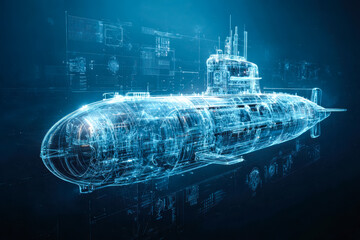 Digital rendering of a futuristic submarine design