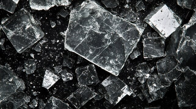 Crushed ice crystals on dark background