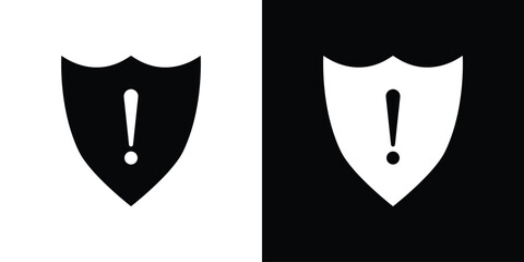 Shield exclamation icon flat design. Eps 10