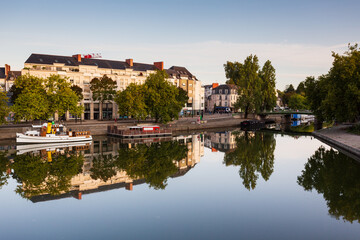 Reflection of the banks of the Erdre in Nantes