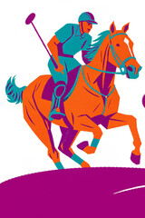 polo player on galloping horse striking ball with mallet, equestrian sports action
