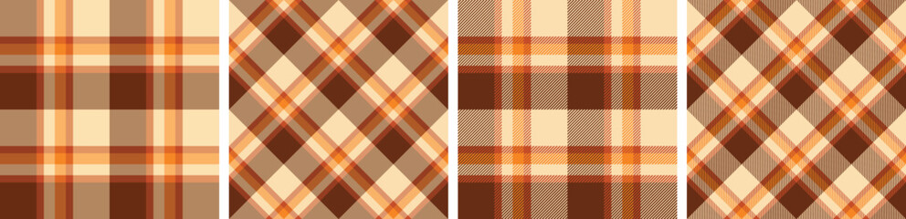 Seamless tartan plaid pattern set.checkered fabric fashion texture background.
