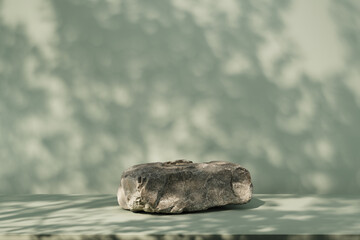 3D Render Natural Stone Pedestal with Leaf Shadows