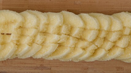 Sliced Banana on Wooden Surface