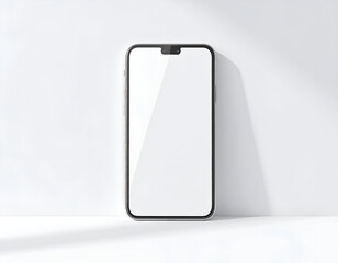 Black Smartphone Mockup on White Background with Natural Lighting