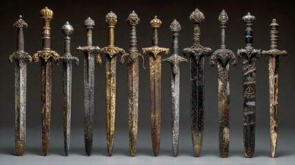 Collection of Historical European Swords on Display