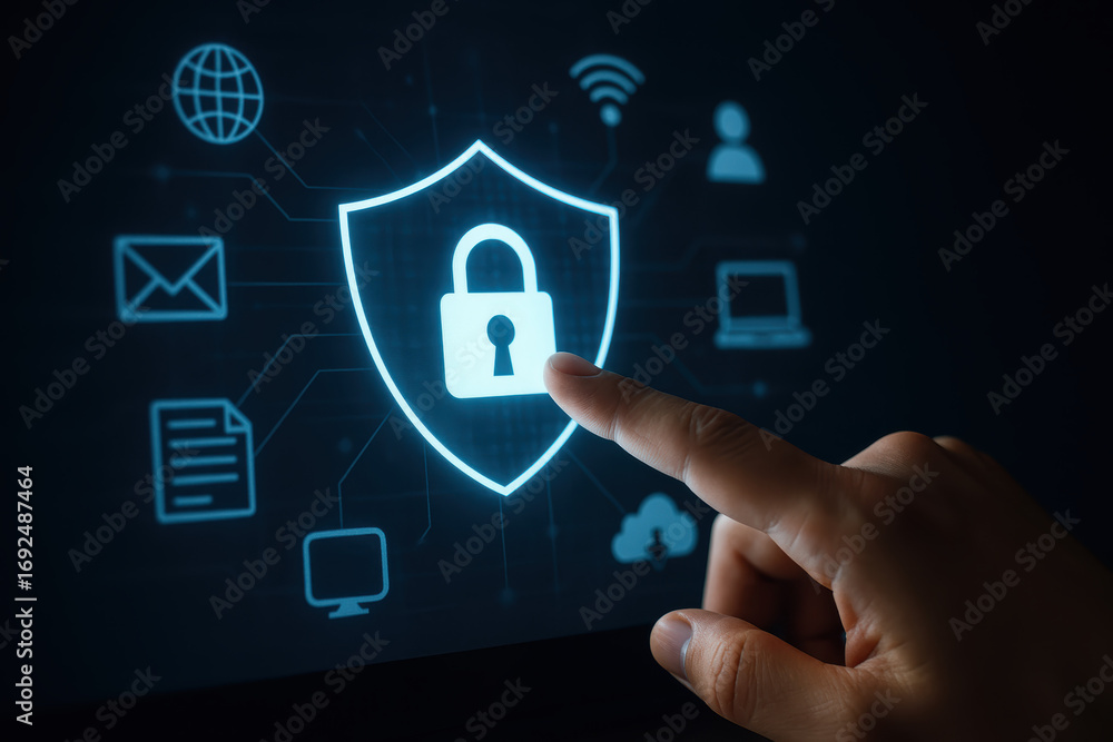 Poster security and protection ensure privacy and safety while managing access connection technology and da