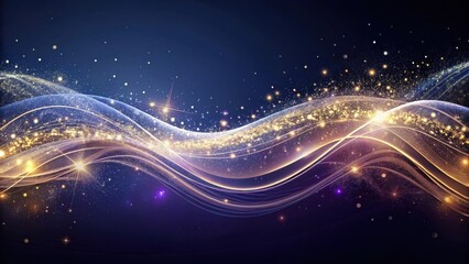 Obraz premium Abstract Glittering Waves of Light and Stardust A Festive Background for Celebration and Joy