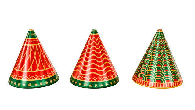 Traditional festive firecracker cone illustration with colorful shiny decorative design pattern
