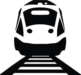 Silhouette illustration of modern Bullet Trains, showing of a simplified geometric bullet train