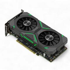 High-Performance Graphics Card with Dual Fans and Green Accents.