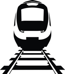 Silhouette illustration of modern Bullet Trains, showing of a top view of bullet train on track