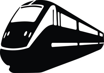 Silhouette illustration of modern Bullet Trains, showing of a side profile of modern bullet train