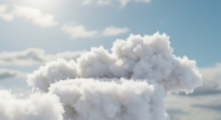 Fluffy white clouds in a bright blue sky.