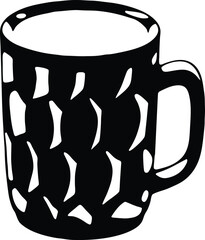 Coffee Mug silhouette, isometric coffee mug view, high-contrast black  vector for icons, UI and branding, scalable artwork for print and digital use