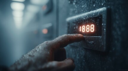 Close-Up of Digital Security Lock on Server Room Equipment