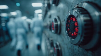 Close-Up of Digital Security Lock on Server Room Wall
