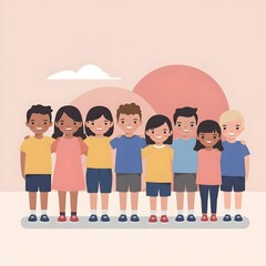Large Group of Happy Multicultural Children | Concept of Childhood Friendship and Diversity