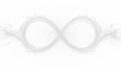 PNG of smoke spiral forming a loose infinity symbol, isolated vapor effect, perfect for abstract design, creative projects, backgrounds, atmosphere, mystic, conceptual art, smooth flow.