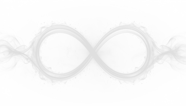 PNG of smoke spiral forming a loose infinity symbol, isolated vapor effect, perfect for abstract design, creative projects, backgrounds, atmosphere, mystic, conceptual art, smooth flow.