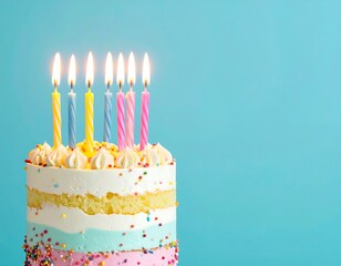 Birthday cake with colorful candles