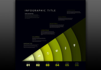 Modern Dark Infographic Design with Green Level Sections