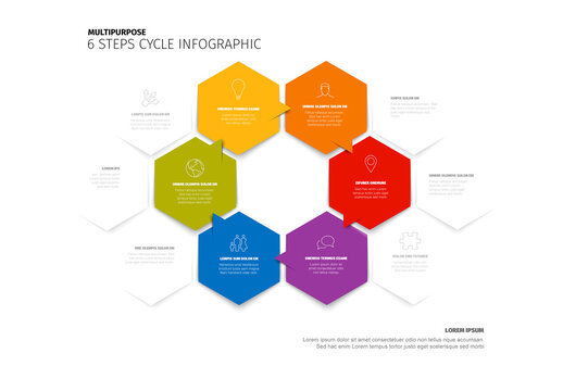 Multipurpose Hexagon Cycle Process Infographic with 6 Steps