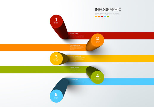 Colorful 3D Ribbons Infographic - Steps Options Layout Template