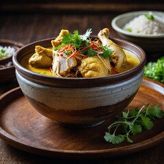 Spicy Chicken Curry with Rice and Herbs