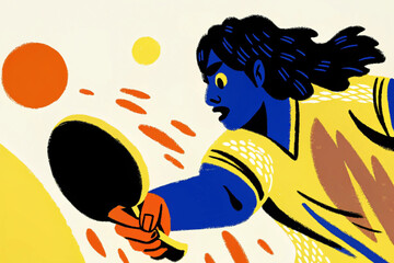 table tennis player hitting ball with paddle, fast sports motion