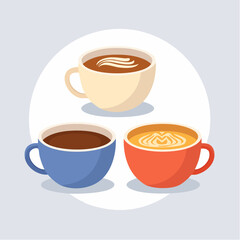 Obraz premium Three Coffee Cups In Different Colors