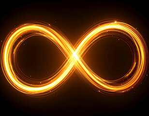 Glowing Golden Infinity Symbol on Black Background