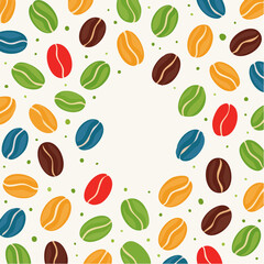 Colorful Coffee Beans Pattern On White Background