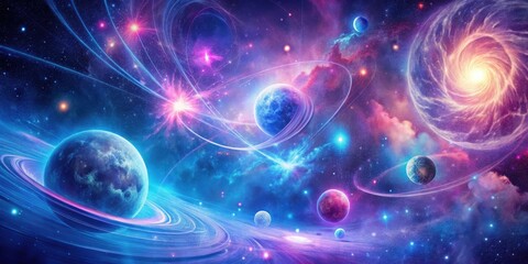 Cosmic Symphony A vibrant nebula showcasing celestial bodies, swirling galaxies, and radiant energy streams in a breathtaking display of interstellar phenomena.