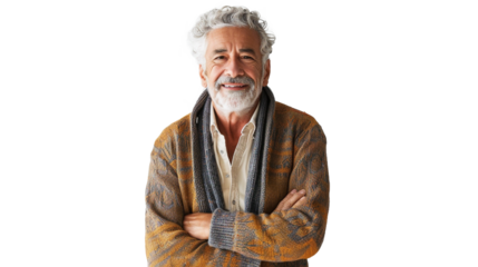 Portrait of a happy senior man with grey hair smiling warmly