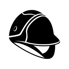 Vector art of black silhouette of a safety helmet, essential head protection for construction and sports activities