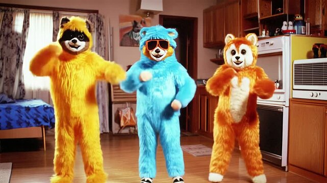 Funny bears dancing, 80s movie style