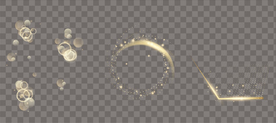 Golden Light Effects Collection. Sparkles, Swirls And Abstract Glow