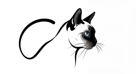 Silhouette of a siamese cat