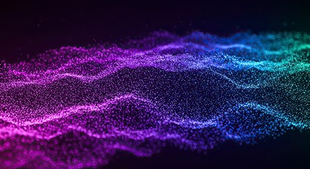 Ethereal Purple-Blue Particle Wave: Abstract Digital Art